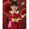 Girls' autumn and winter dress, children's red New Year greeting dress, winter children's fleece New Year's first Birthday celebration dress for girls Specification image
